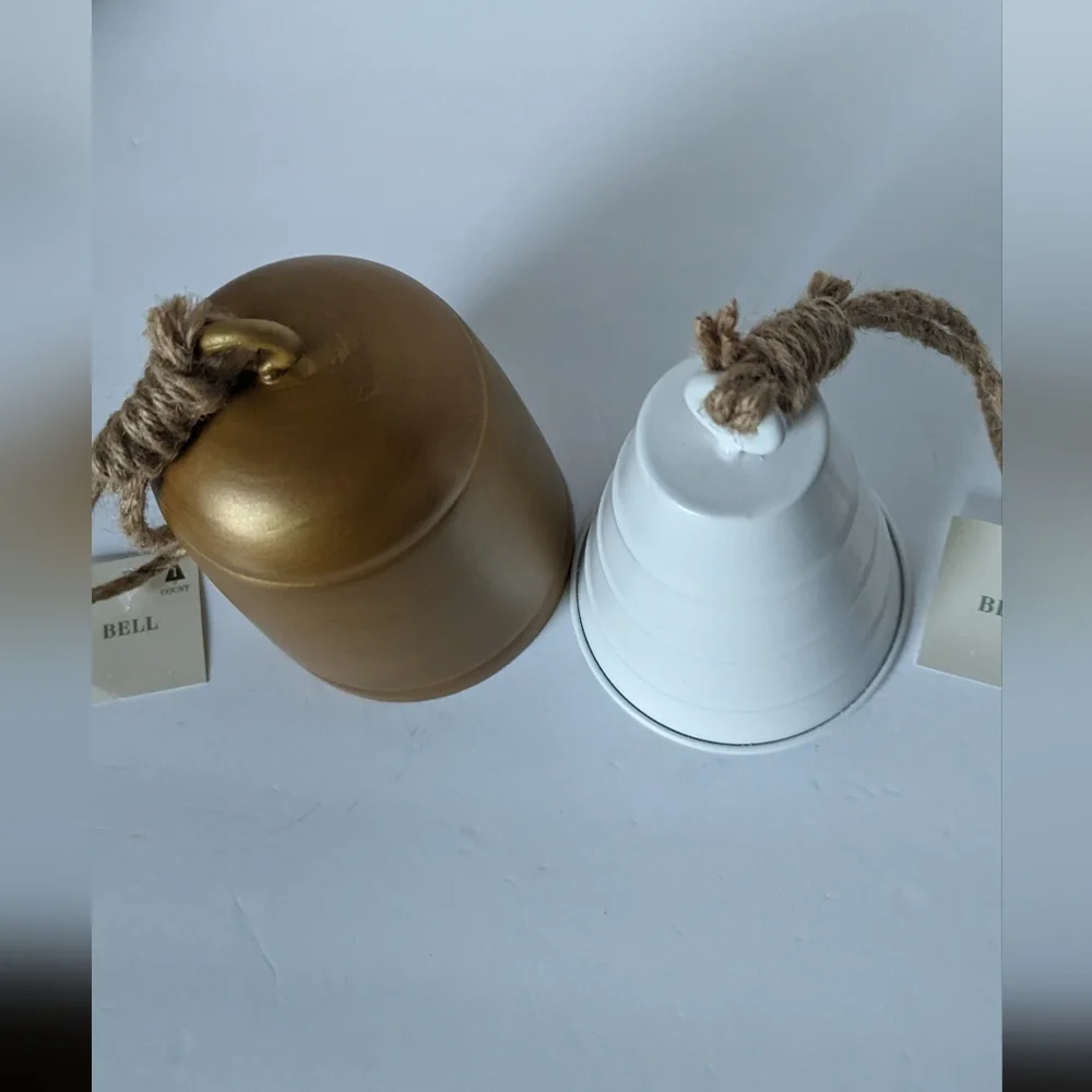 Target Bullseye Playground Summer Nautical White & Bronze 2pc Farmhouse Bells - Picture 2 of 11